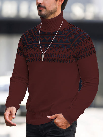 Horizon Geo – Men’s Rib-Knit High-Neck Pullover