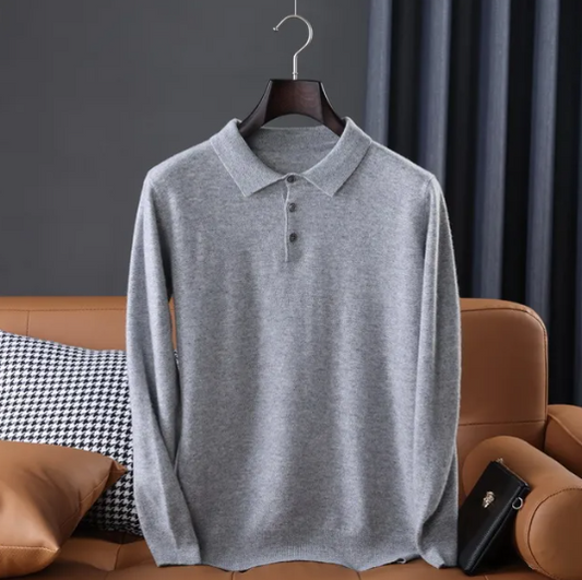 Vintage Solid Cashmere Polo Gray / Medium Menswear