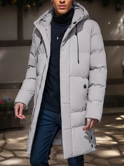 Hooded Mid-Length Jacket Gray / Medium Menswear