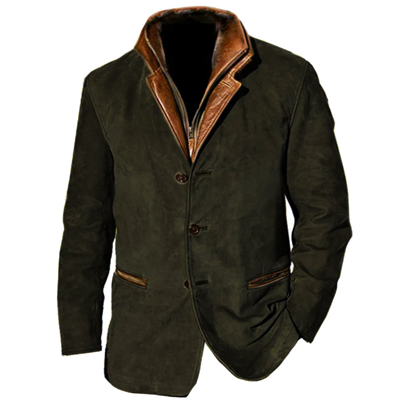 Suede and Leather Blend Blazer – Tailored Fit, Premium Materials