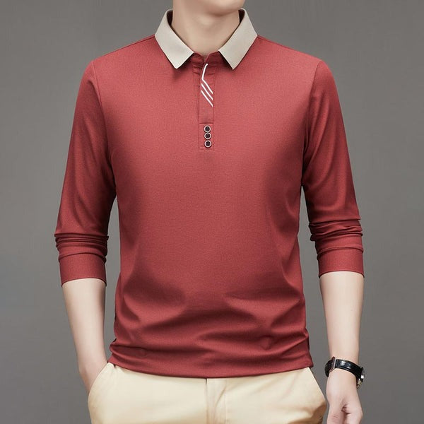 Urbansharp Lapel T-Shirt - Sleek & Casual Red / M Menswear