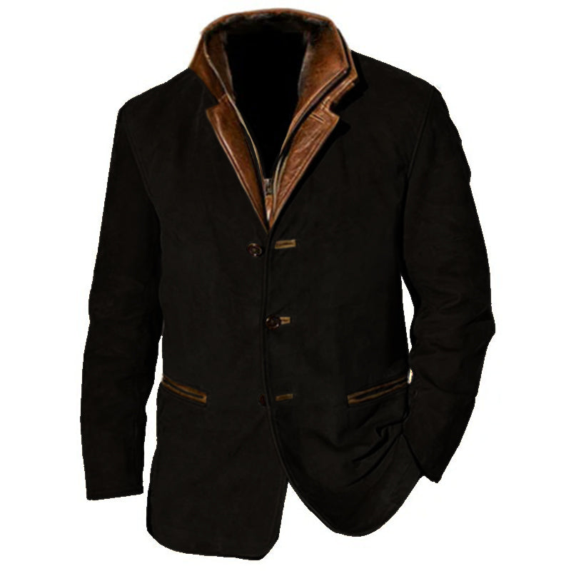 Suede and Leather Blend Blazer – Tailored Fit, Premium Materials